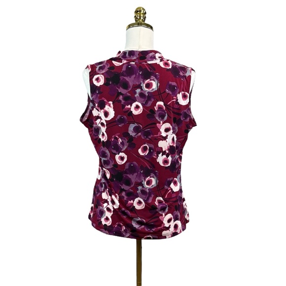 Calvin Klein floral stretchy sleeveless v neck blouse size M - Picture 5 of 5